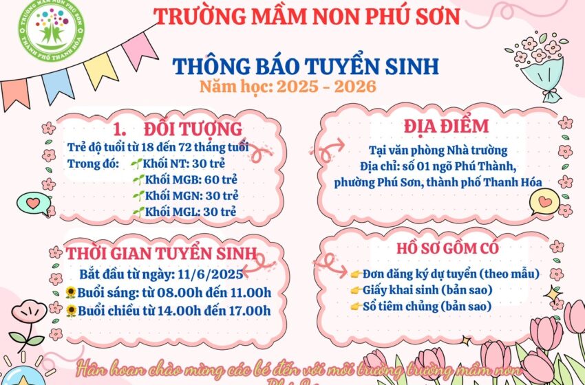  📣 Trường Mn Phú Sơn kính gửi quý phụ huynh kế hoạch tuyển sinh năm học 2025- 2026